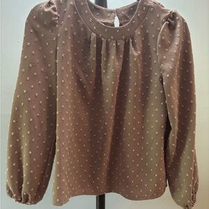 Elegant Brown Polka Dot Women's Top